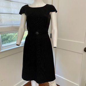 Tahari Belted Pinstripe Black Dress Size 4